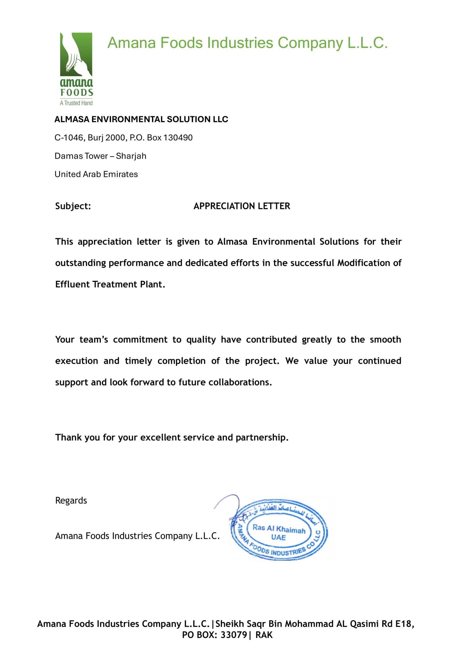 Effluent Treatment Plant Modification at Amana Foods by Almasa Environmental Solutions