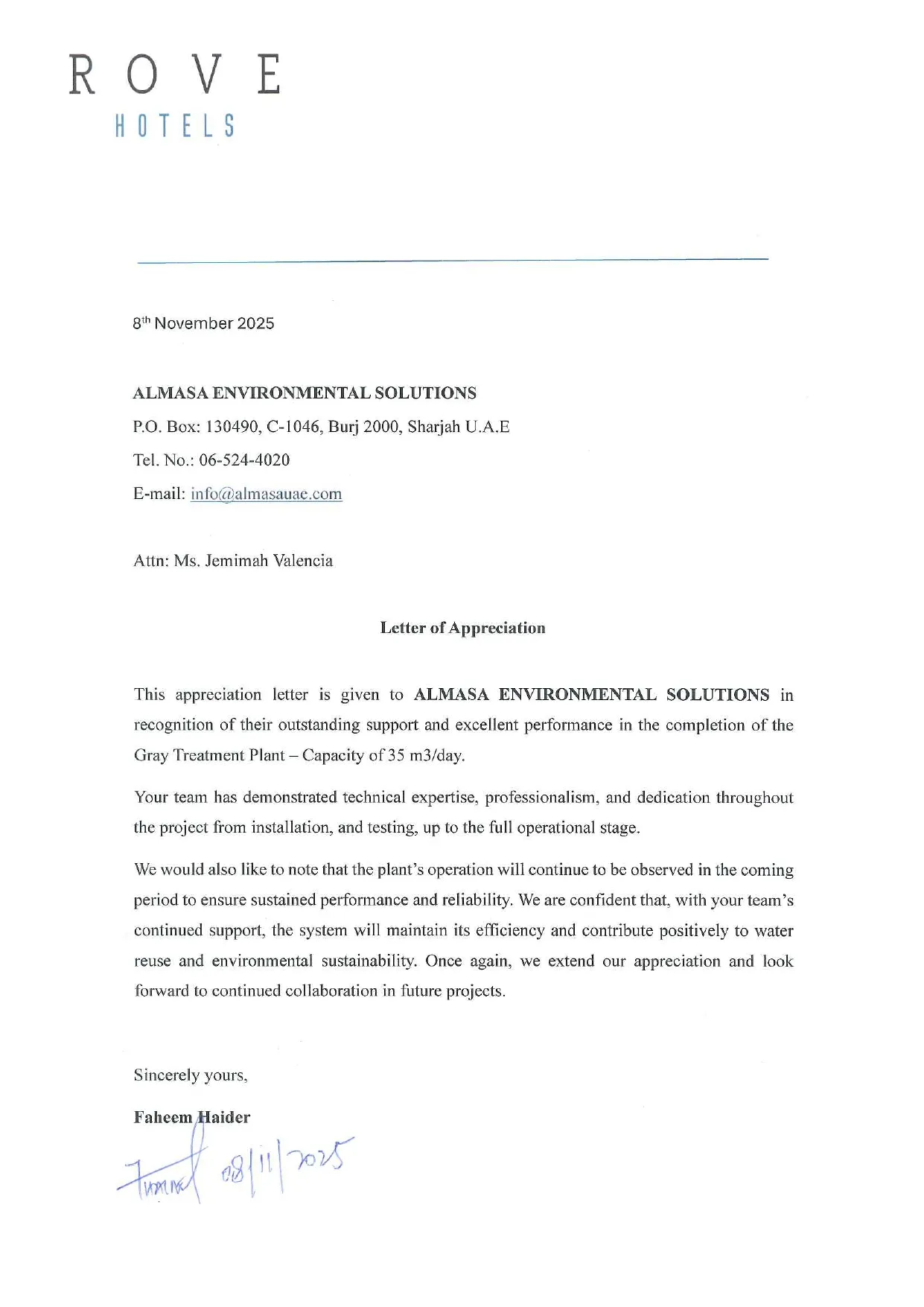 Grey Water Treatment Plant UAE